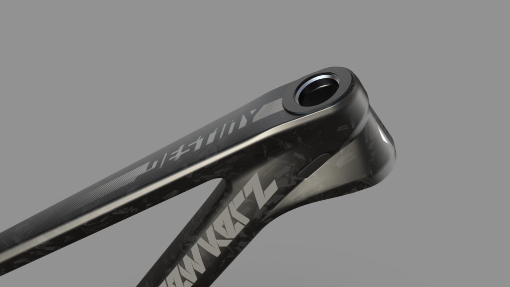 Pièce de vélo en métal noir design moderne.