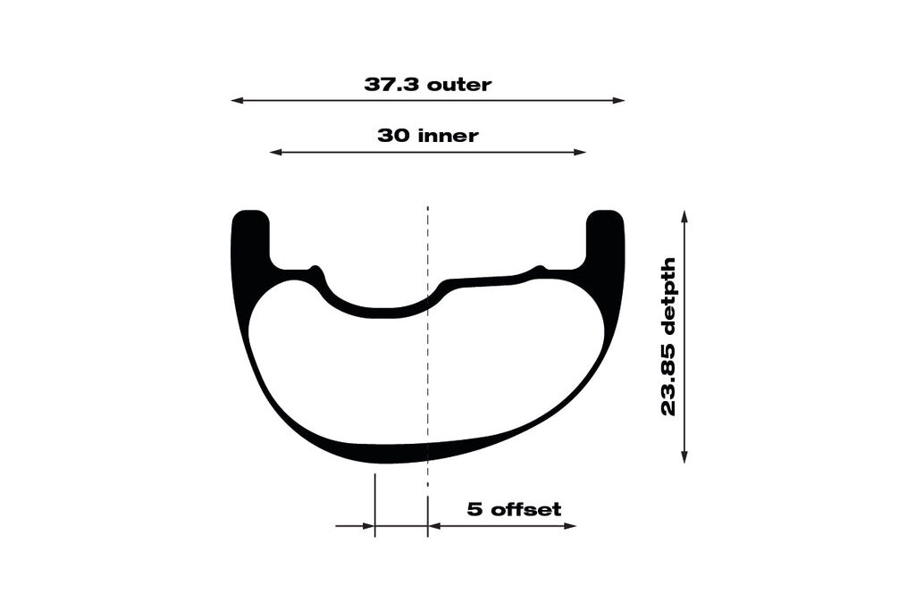 Schéma technique d'une jante avec dimensions.