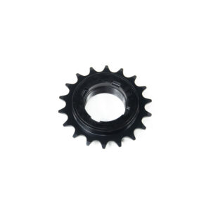 Pignon de vélo noir sur fond blanc.