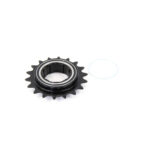 Pignon de vélo noir avec joint transparent.