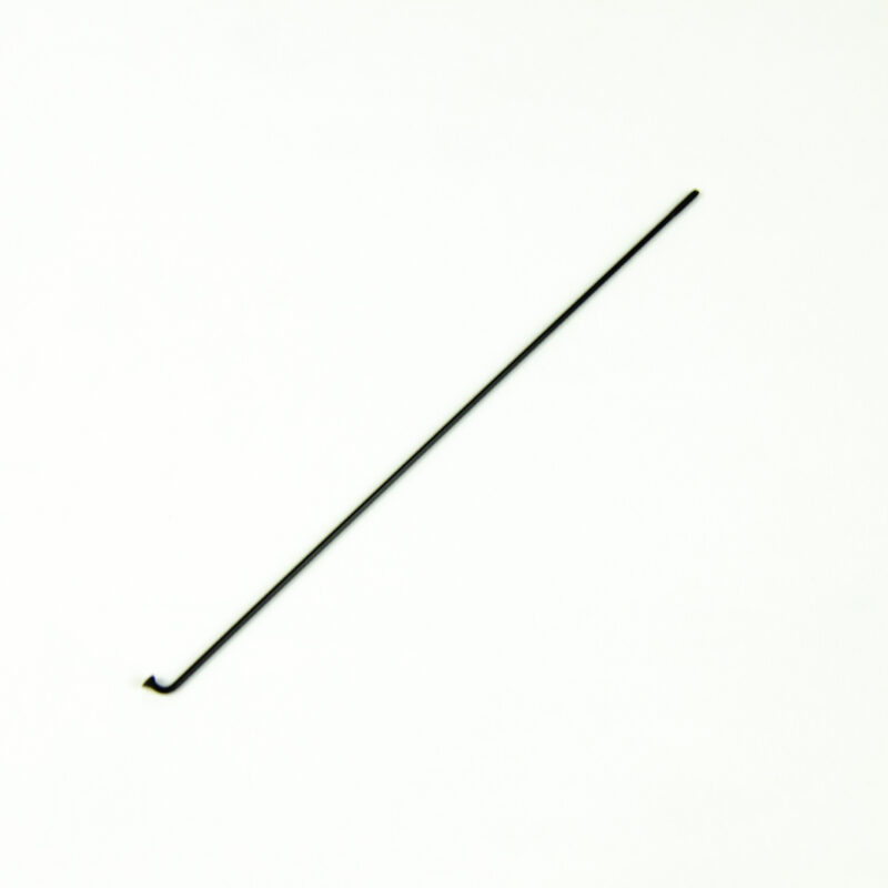 Barre métallique noire sur fond blanc.