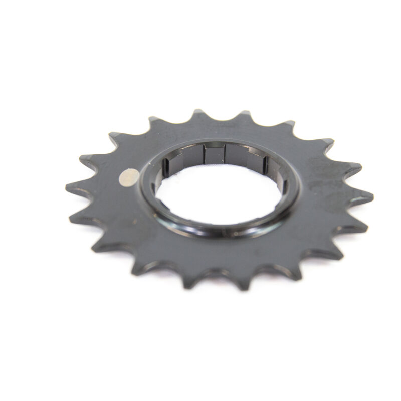 Pignon de vélo noir à une seule vitesse.