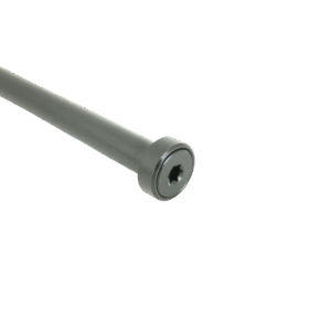 Vis hexagonale argentée sur fond noir.