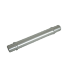 Tube métallique argenté sur fond noir.