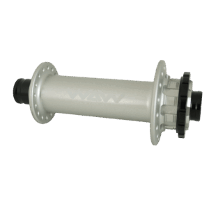 Moyeu de vélo en métal blanc et noir.