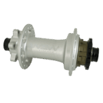 Moyeu de vélo blanc avec engrenage en bronze.