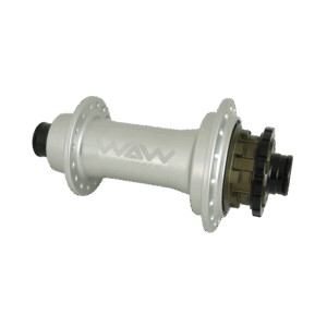 Moyeu de roue arrière de vélo en métal.