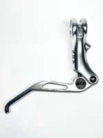 Levier de frein de vélo en aluminium argenté.