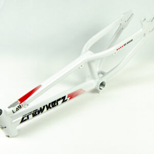 Cadre de vélo blanc avec motifs rouges