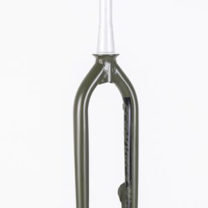 Fourche de vélo couleur olive sur fond blanc.