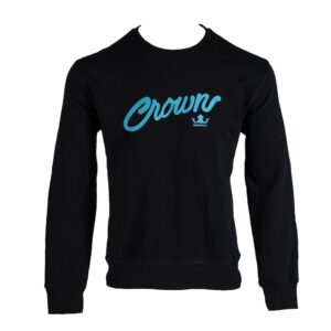 Sweat noir avec logo Crown bleu.