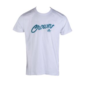 T-shirt blanc avec le mot Crown imprimé