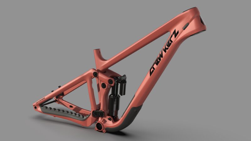 Cadre de vélo rouge, design moderne.