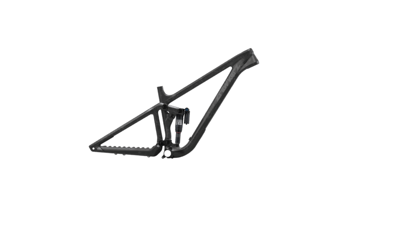 Cadre noir de vélo tout-terrain suspendu.