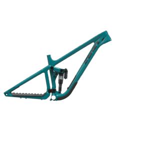 Cadre de vélo en aluminium turquoise.