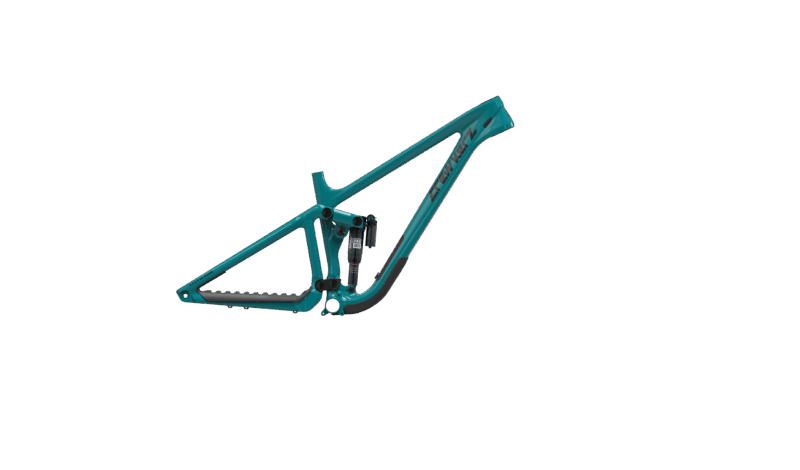 Cadre de vélo en aluminium turquoise.